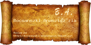 Bocsanszki Anasztázia névjegykártya